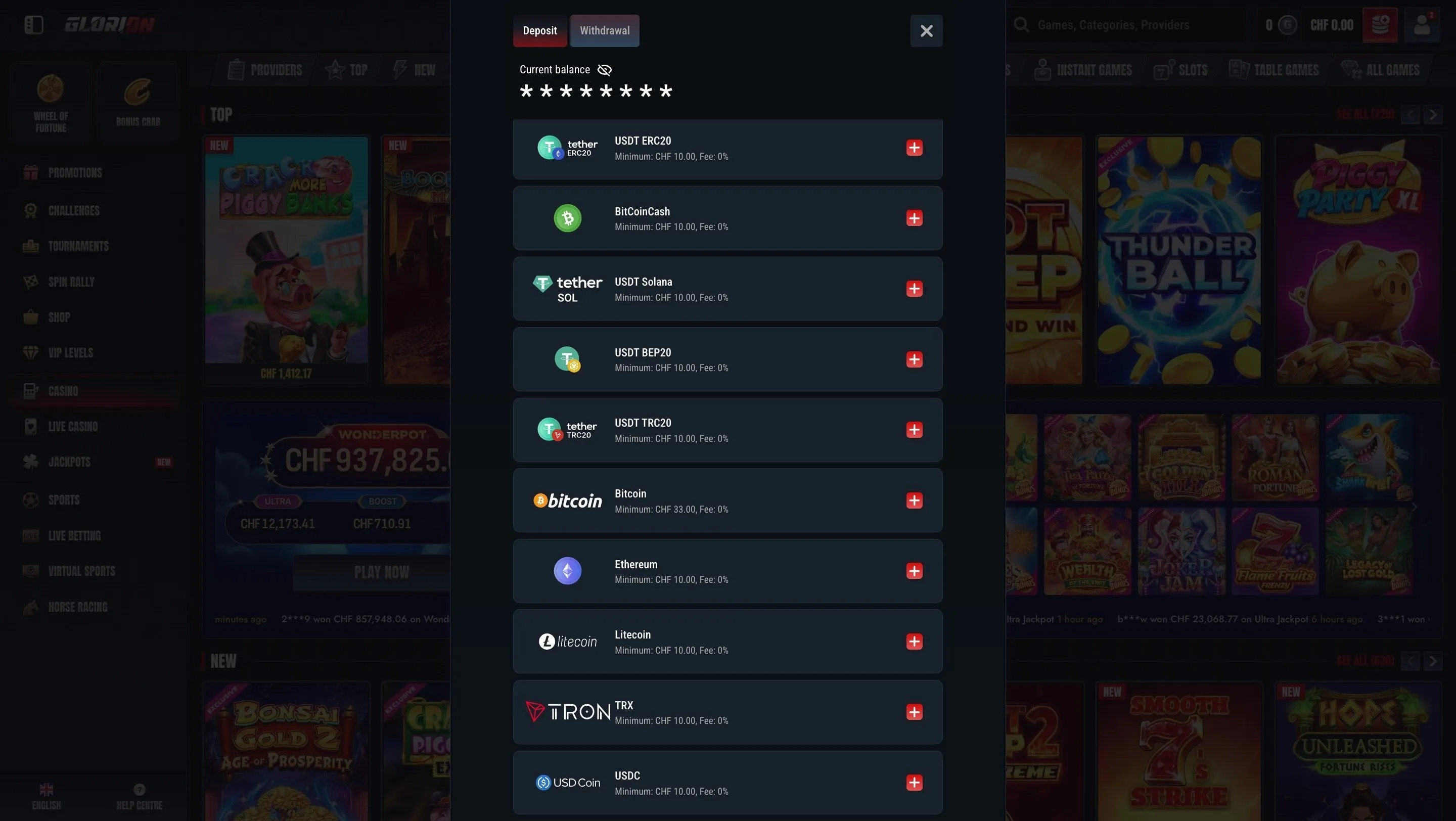 Glorion Bitcoin Casino