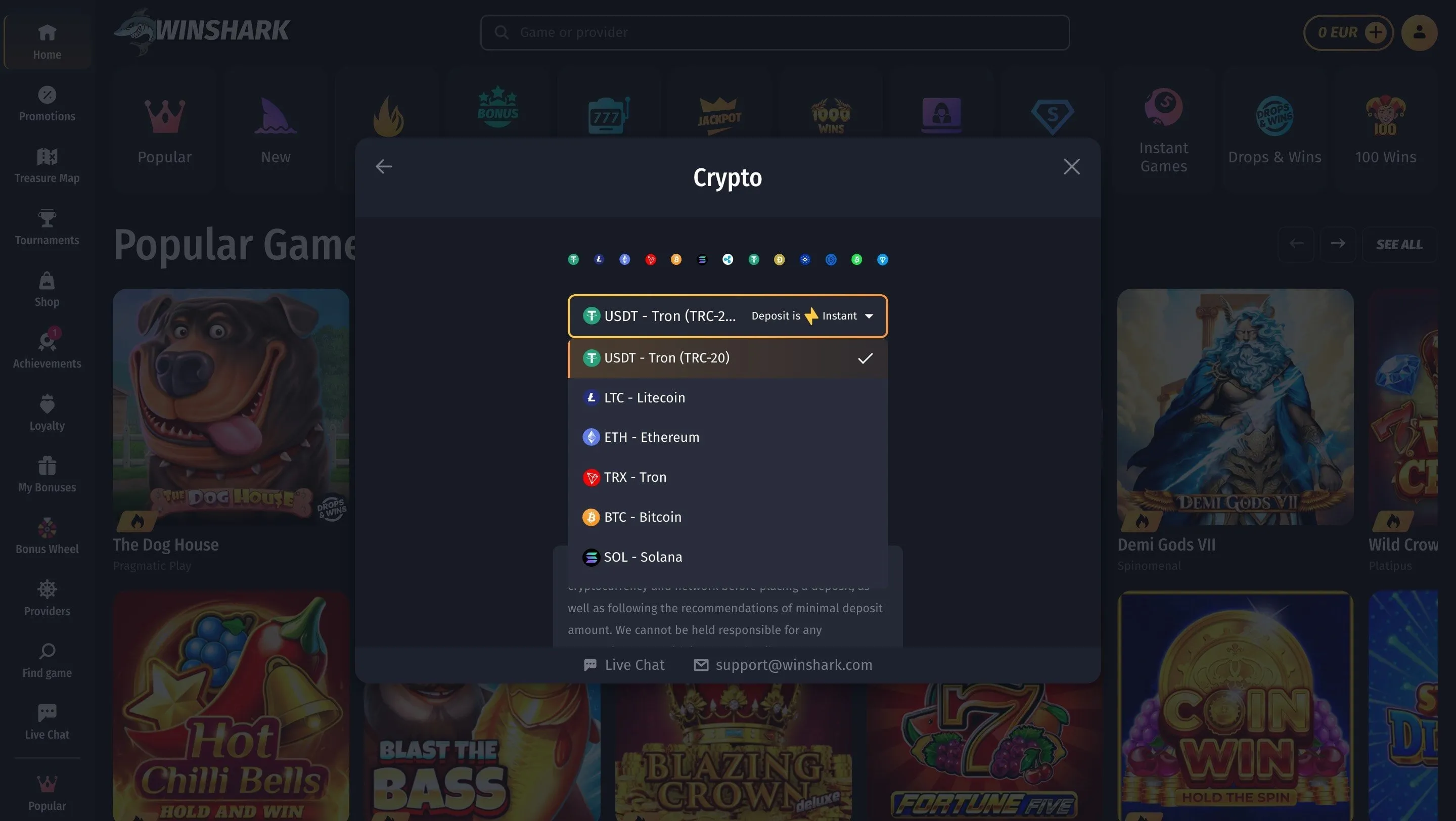 Winshark Bitcoin Casino